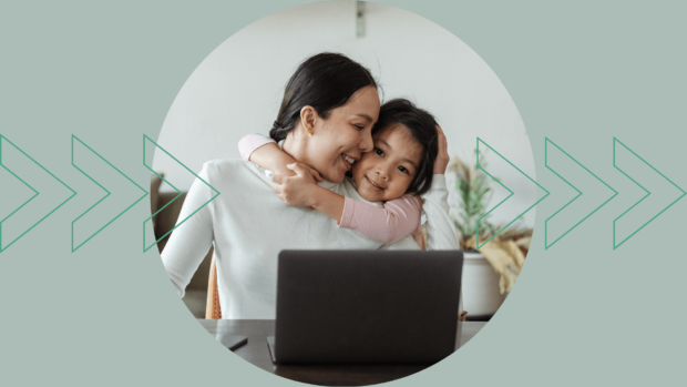 Working mom with young daughter.