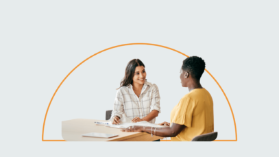 Woman interviewing a candidate.